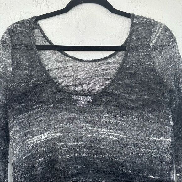 HELMUT LANG Open Knit Asymmetrical Sweater Top Womens Petite Small Mohair Wool - Picture 5 of 8